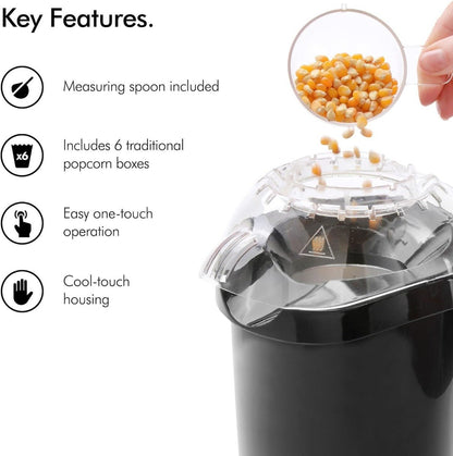 Vonhaus 220 volts popcorn maker popcorn machine 220v 240 volts hot air circulation with 6 popcorn boxes - 220 - Electronics
