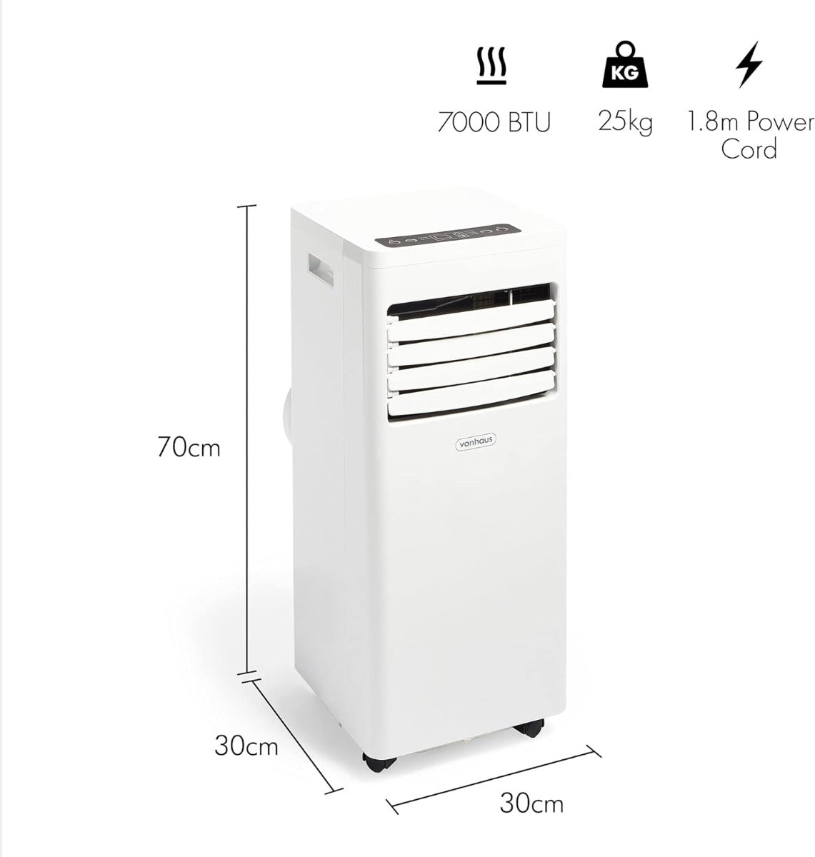Vonhaus 220 volts portable ac air conditioner 7000 BTU 220v 240 volt 50 hz portable ac with window vent kit 2500490 - 220 - Electronics