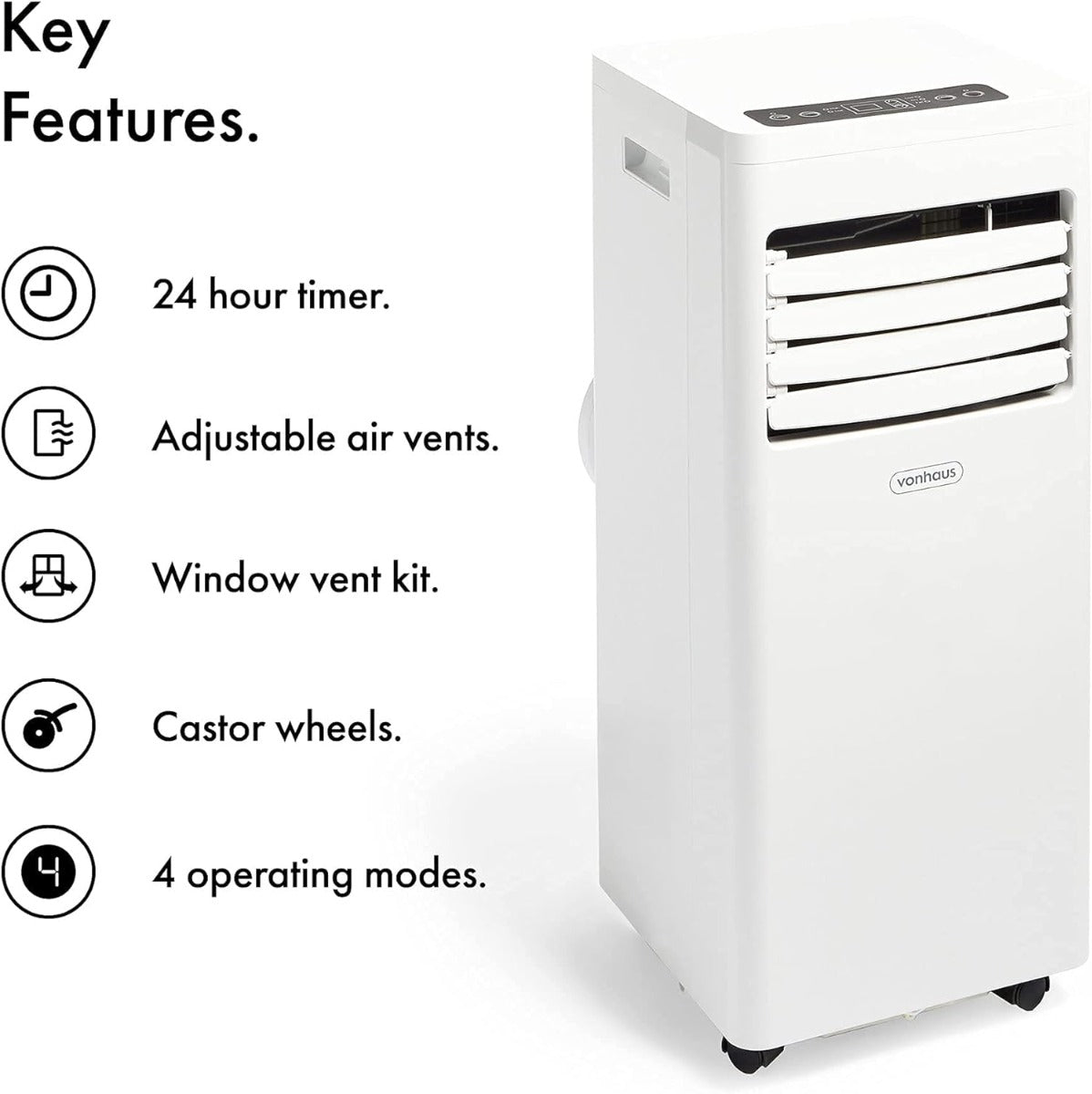 Vonhaus 220 volts portable ac air conditioner 7000 BTU 220v 240 volt 50 hz portable ac with window vent kit 2500490 - 220 - Electronics