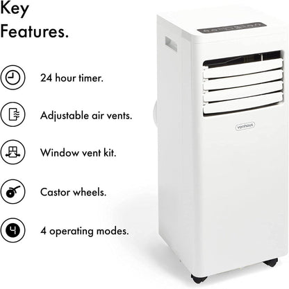 Vonhaus 220 volts portable ac air conditioner 7000 BTU 220v 240 volt 50 hz portable ac with window vent kit 2500490 - 220 - Electronics
