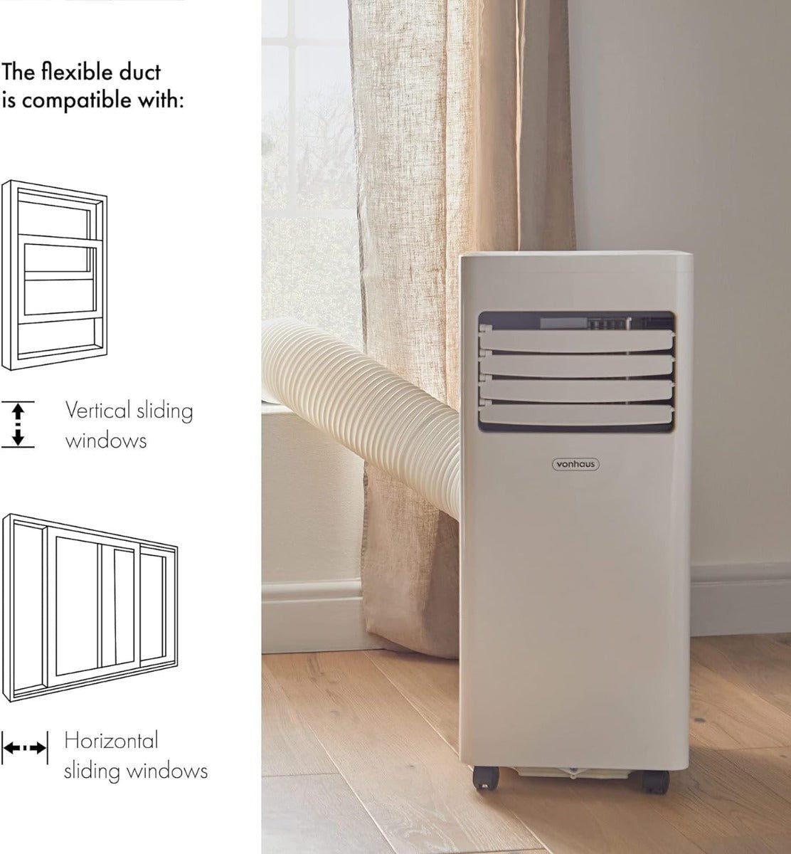 Vonhaus 220 volts portable ac air conditioner 7000 BTU 220v 240 volt 50 hz portable ac with window vent kit 2500490 - 220 - Electronics