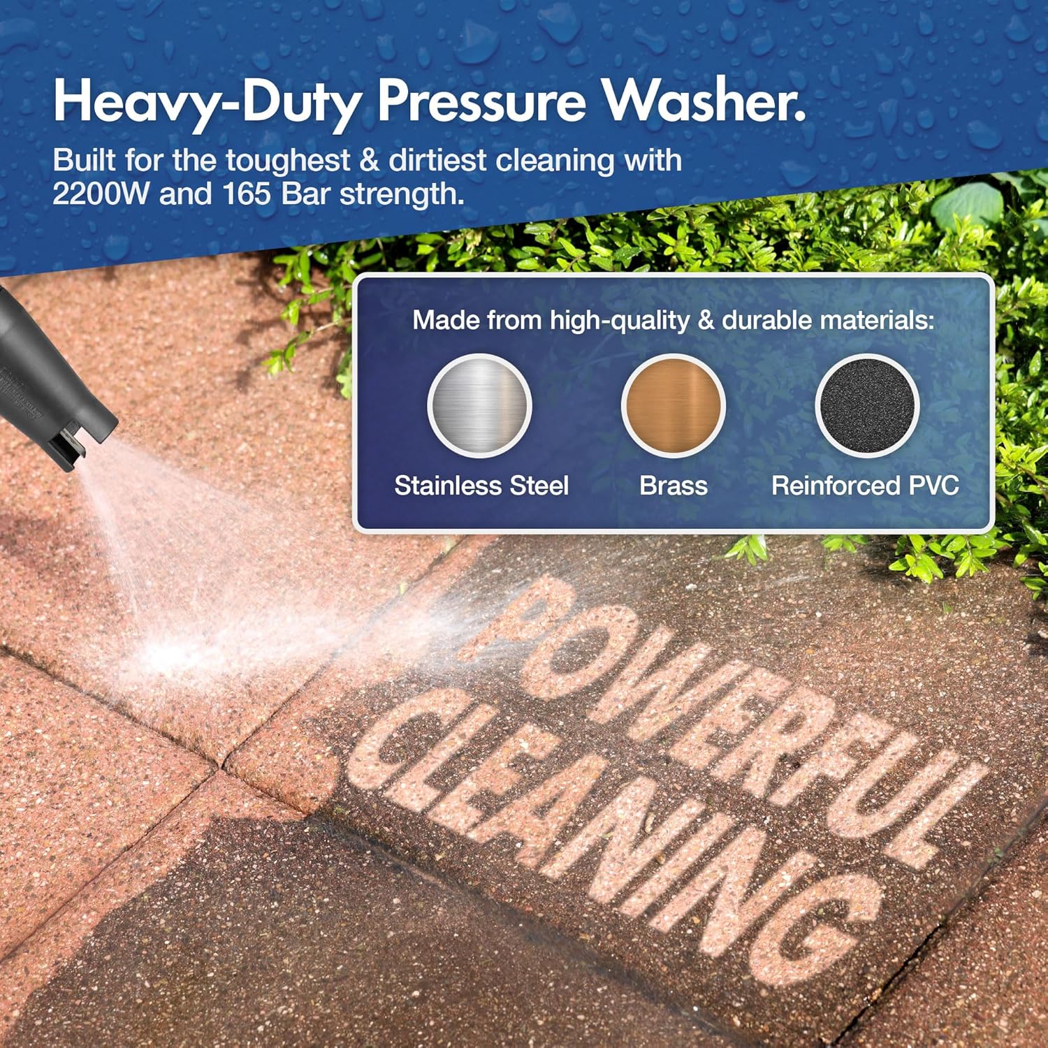 Vonhaus heavy duty 220 volt pressure washer 220v power washer 165 bar 2200 watts 3519013 - 220v volt electronics