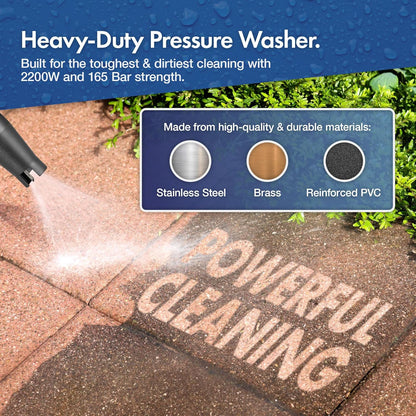 Vonhaus heavy duty 220 volt pressure washer 220v power washer 165 bar 2200 watts 3519013 - 220v volt electronics