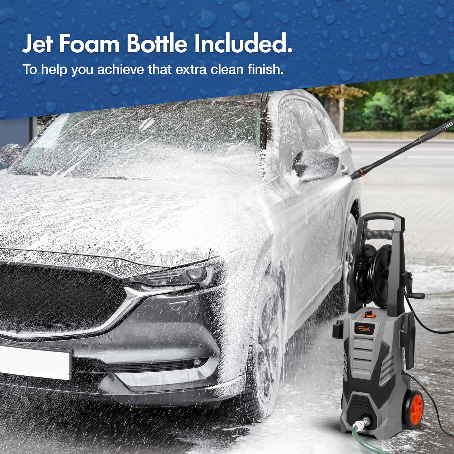 Vonhaus heavy duty 220 volt pressure washer 220v power washer 165 bar 2200 watts 3519013 - 220v volt electronics