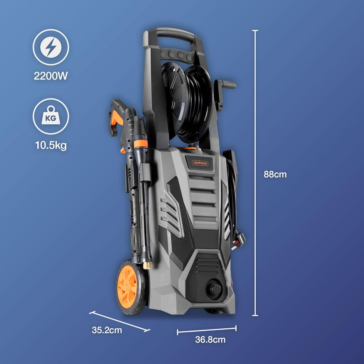 Vonhaus heavy duty 220 volt pressure washer 220v power washer 165 bar 2200 watts 3519013 - 220v volt electronics