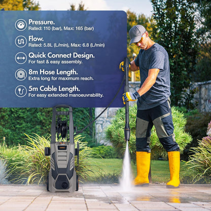 Vonhaus heavy duty 220 volt pressure washer 220v power washer 165 bar 2200 watts 3519013 - 220v volt electronics