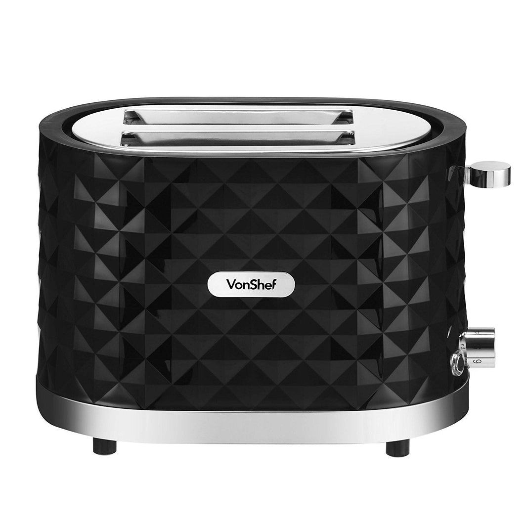 VonShef 13131 Diamond Black Two - Slice Toaster for 220 / 240 Volts and 50hz - 220 - Electronics
