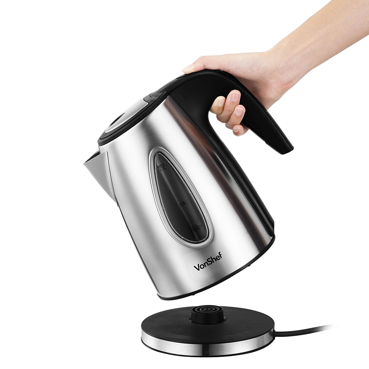 VonShef 13139 Stainless Steel Electric Cordless Kettle for 220 / 240 Volts - 220 - Electronics