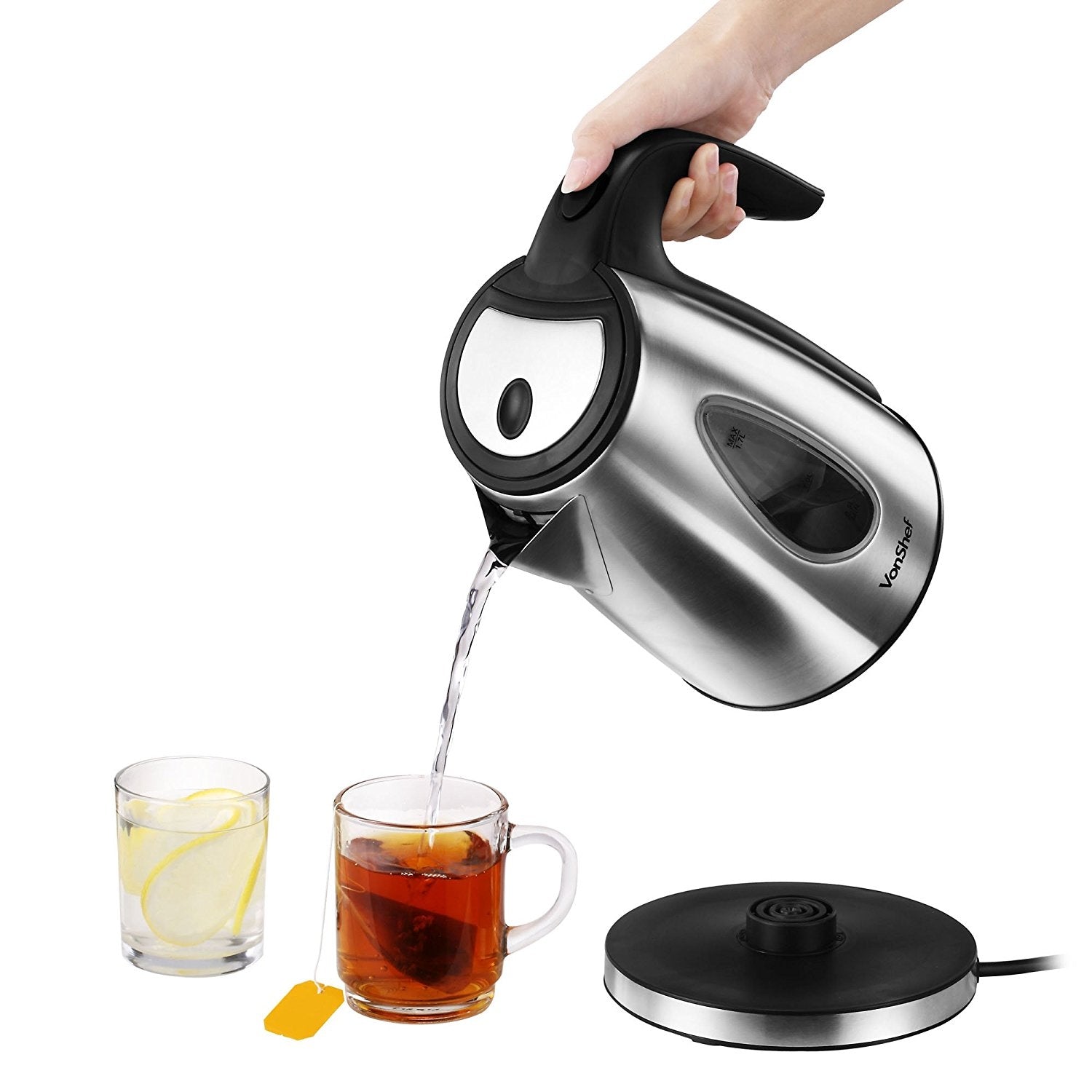 VonShef 13139 Stainless Steel Electric Cordless Kettle for 220 / 240 Volts - 220 - Electronics