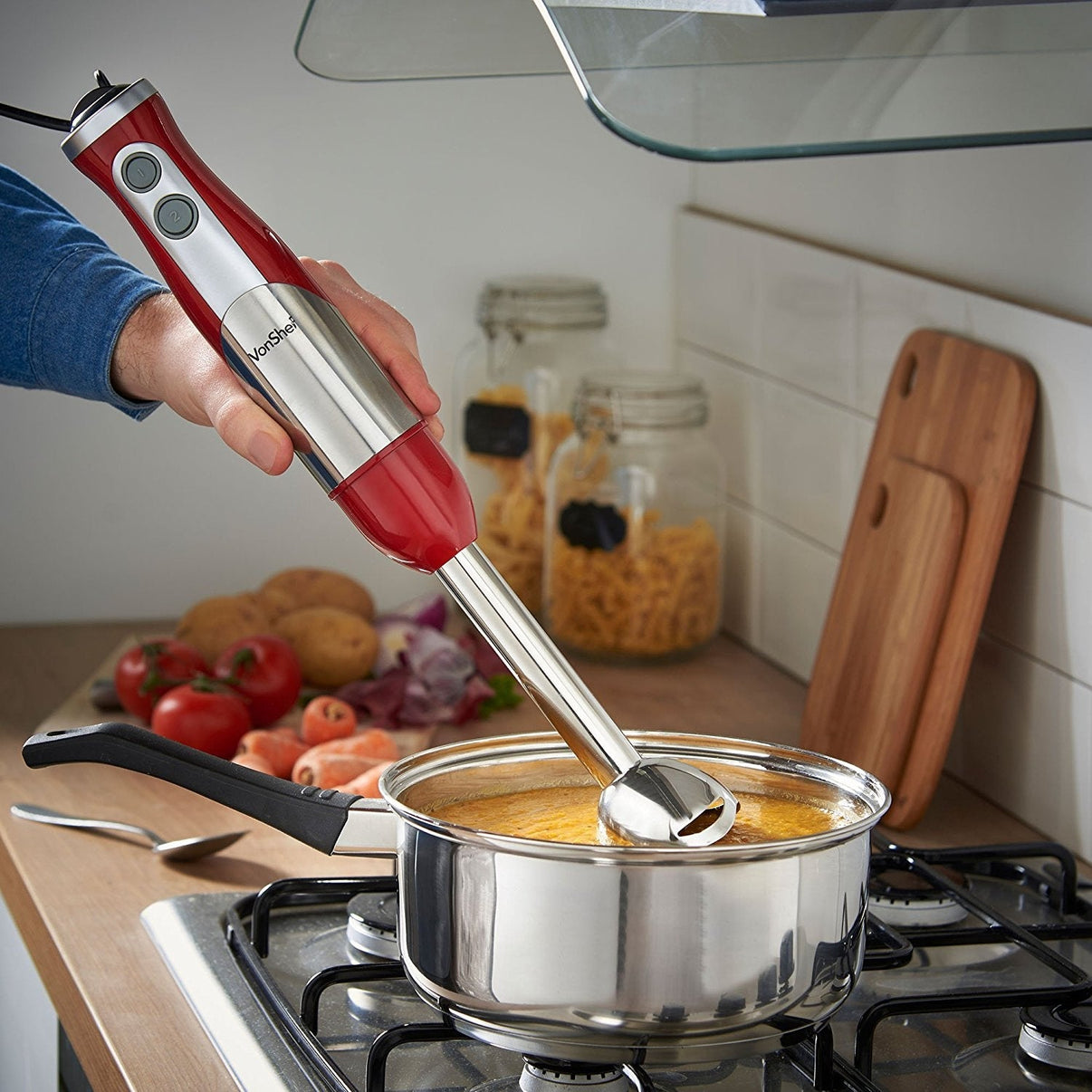 Vonshef 13141 3 - in - 1 Hand Blender for 220 Volts - Red - 220 - Electronics