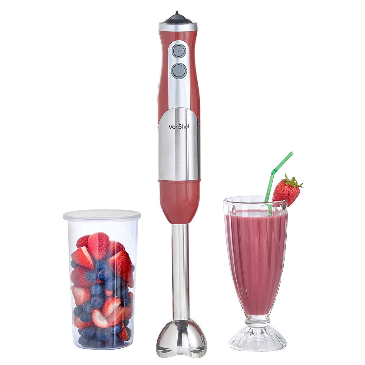 Vonshef 13141 3 - in - 1 Hand Blender for 220 Volts - Red - 220 - Electronics