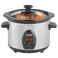 VonShef 1.5 Liter 220 volts Crockpot Stainless Steel Crockpot Slow Cooker | 220 240 volt crock pot round 13031 - 220 - Electronics