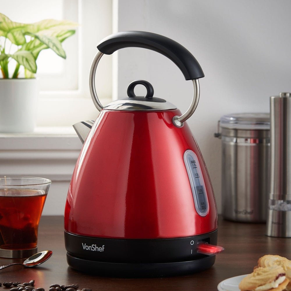 Vonshef 1.7L Pyramid Red Cordless Kettle 13349 for 220 - 240 volts - 220 - Electronics
