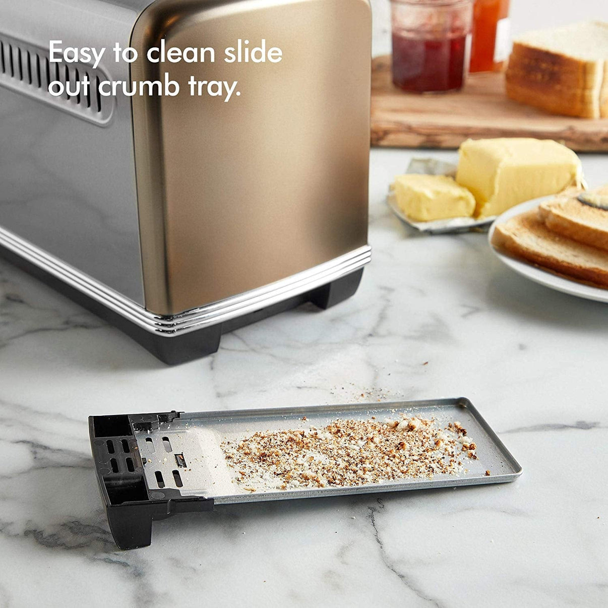 Vonshef 2 Slice Champagne Toaster 2000050 Side Slot 220v 240 volts Toaster - 220 - Electronics