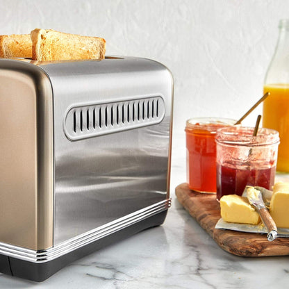 Vonshef 2 Slice Champagne Toaster 2000050 Side Slot 220v 240 volts Toaster - 220 - Electronics