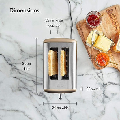Vonshef 2 Slice Champagne Toaster 2000050 Side Slot 220v 240 volts Toaster - 220 - Electronics