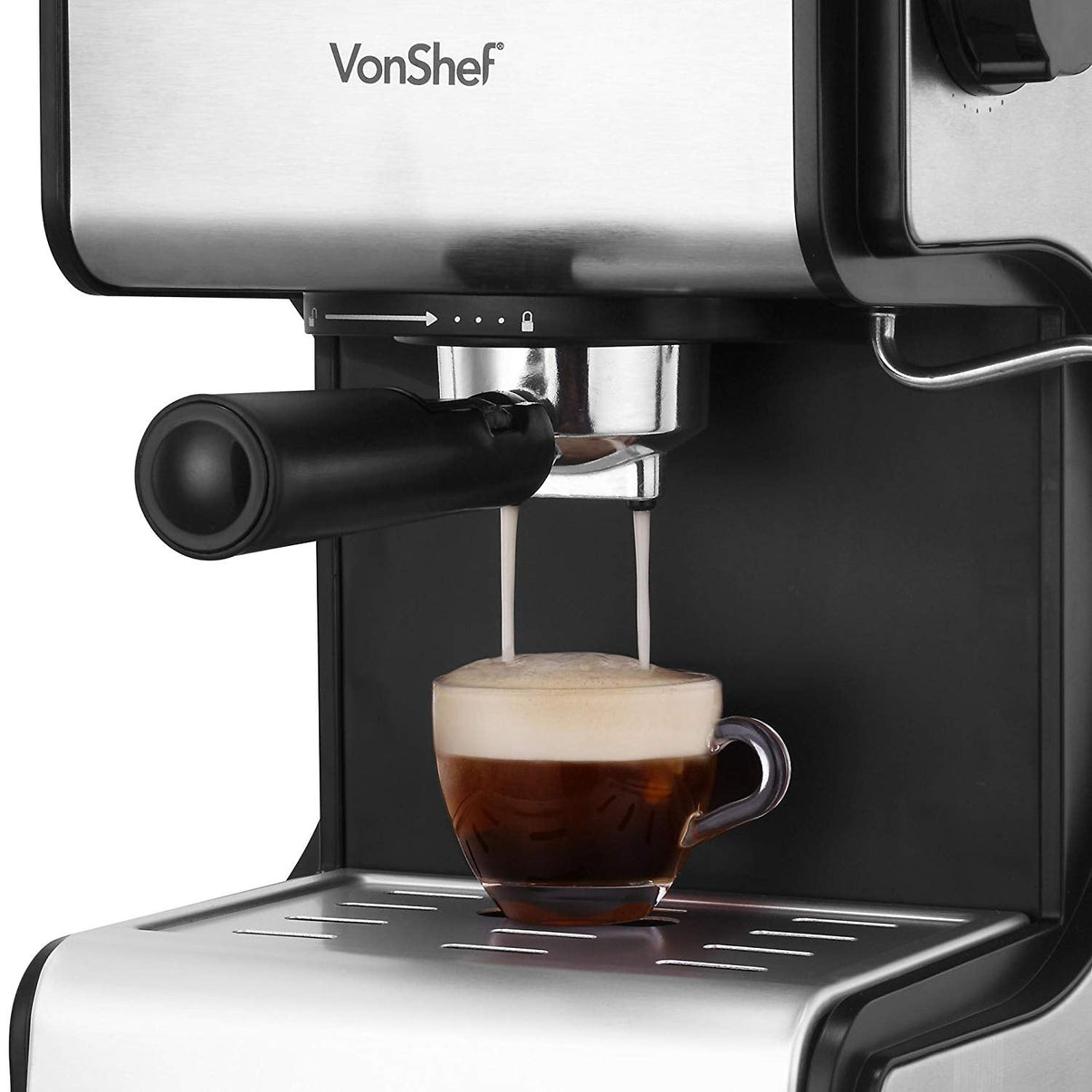 VonShef 220 Volt 15 Bar Espresso Coffee Machine Maker Stainless Steel 220v 240 volts 13171 - 220 - Electronics