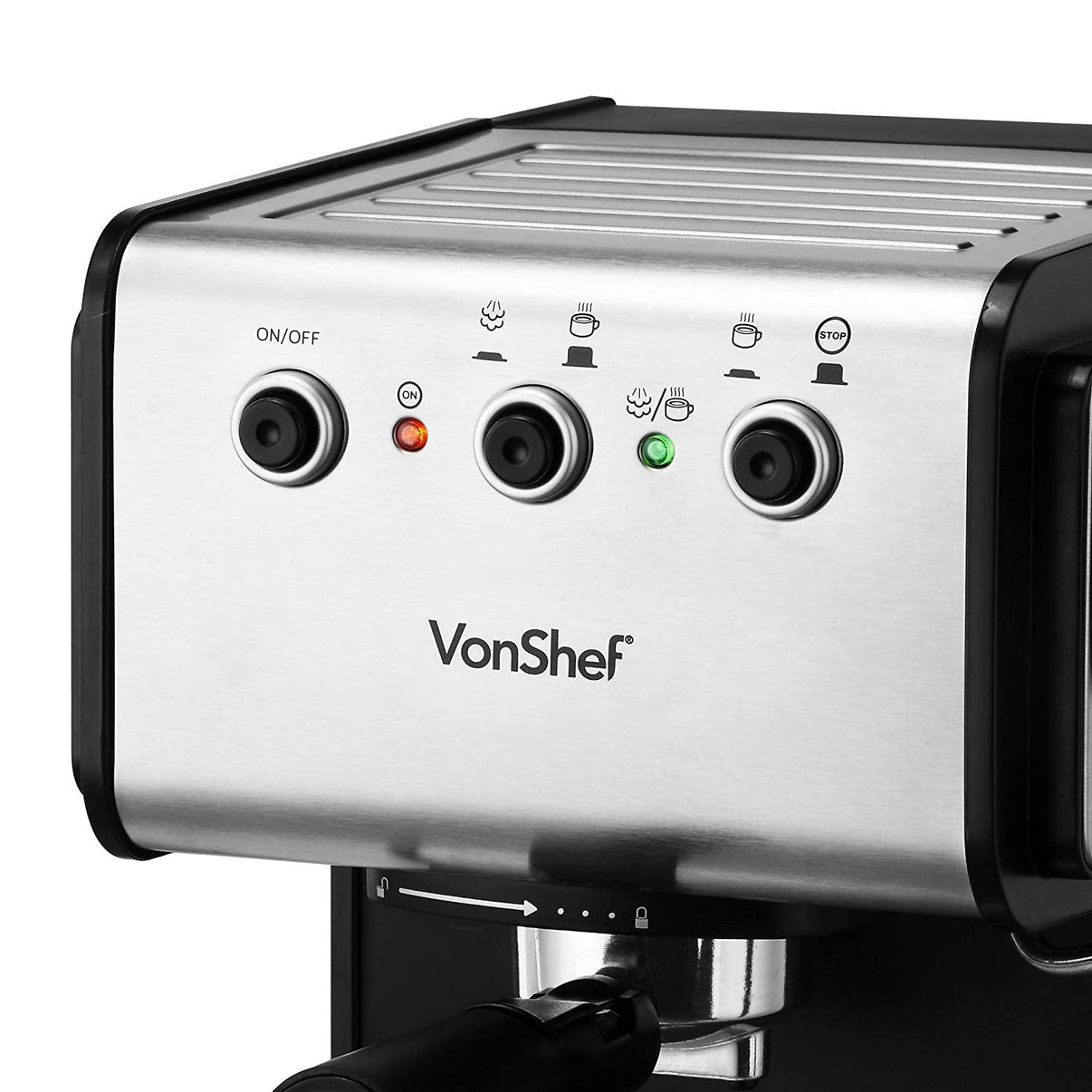 VonShef 220 Volt 15 Bar Espresso Coffee Machine Maker Stainless Steel 220v 240 volts 13171 - 220 - Electronics