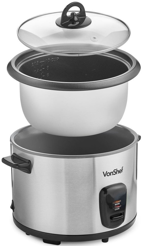 Vonshef 220 Volt 1.8L Rice Cooker Steamer with stainless steel housing, Non - Stick 13343 220 - 240 Volts - 220 - Electronics