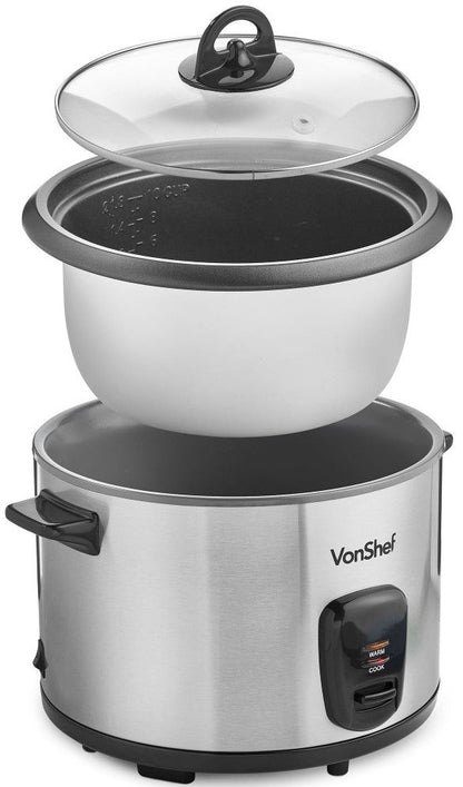 Vonshef 220 Volt 1.8L Rice Cooker Steamer with stainless steel housing, Non - Stick 13343 220 - 240 Volts - 220 - Electronics