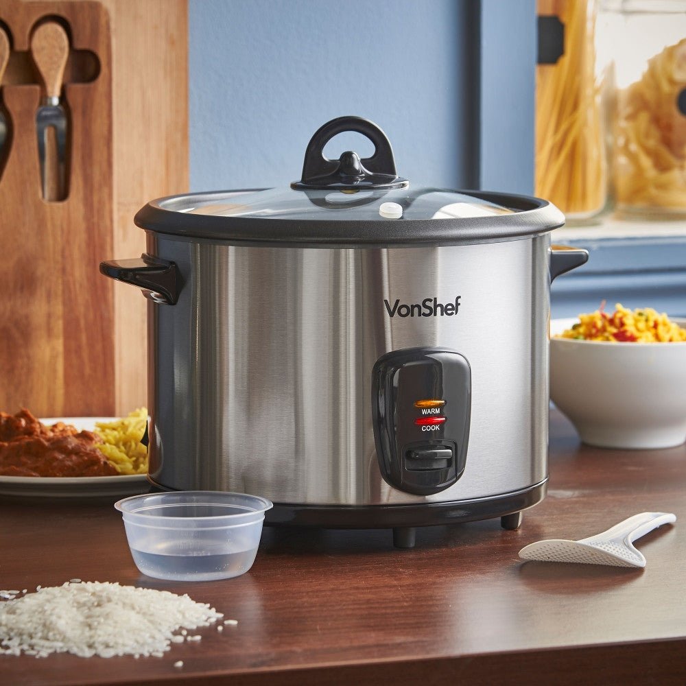 Vonshef 220 Volt 1.8L Rice Cooker Steamer with stainless steel housing, Non - Stick 13343 220 - 240 Volts - 220 - Electronics