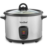Vonshef 220 Volt 1.8L Rice Cooker Steamer with stainless steel housing, Non - Stick 13343 220 - 240 Volts - 220 - Electronics