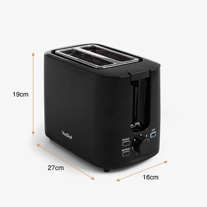 VonShef 220 volt 2 Slice Black Toaster 2000133 220v 240 volts 50 hz - 220 - Electronics