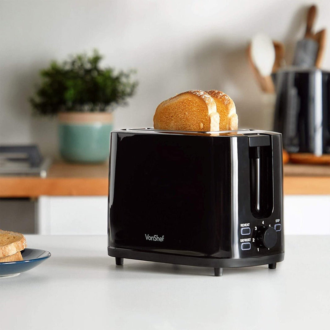 VonShef 220 volt 2 Slice Black Toaster 2000133 220v 240 volts 50 hz - 220 - Electronics