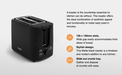 VonShef 220 volt 2 Slice Black Toaster 2000133 220v 240 volts 50 hz - 220 - Electronics