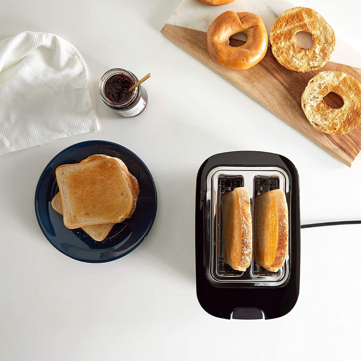 VonShef 220 volt 2 Slice Black Toaster 2000133 220v 240 volts 50 hz - 220 - Electronics