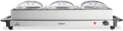 Vonshef 220 volt 3 pan buffet server warming pan buffet electric chafing dish 2013321 220v 240 volts - 220 - Electronics