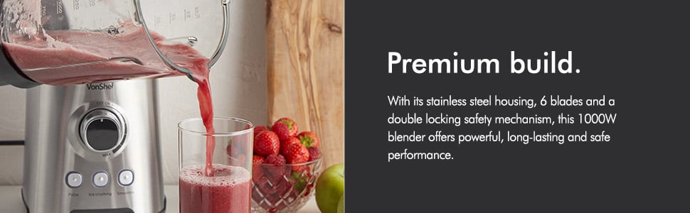 VonShef 220 volt Blender and Grinder 1000 Watts Glass Jar 2000087 220v 240 volts 50 hz - 220 - Electronics
