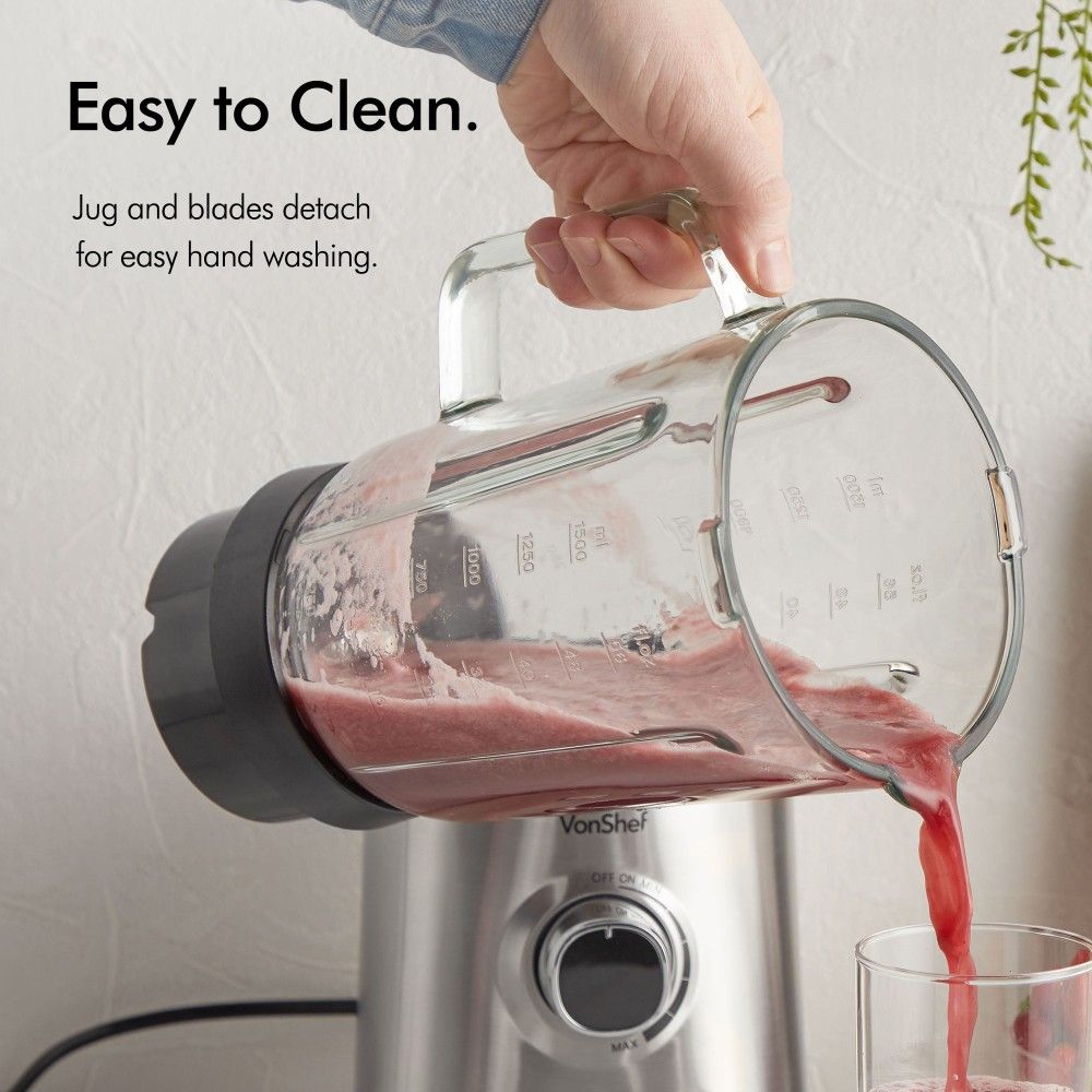 VonShef 220 volt Blender and Grinder 1000 Watts Glass Jar 2000087 220v 240 volts 50 hz - 220 - Electronics