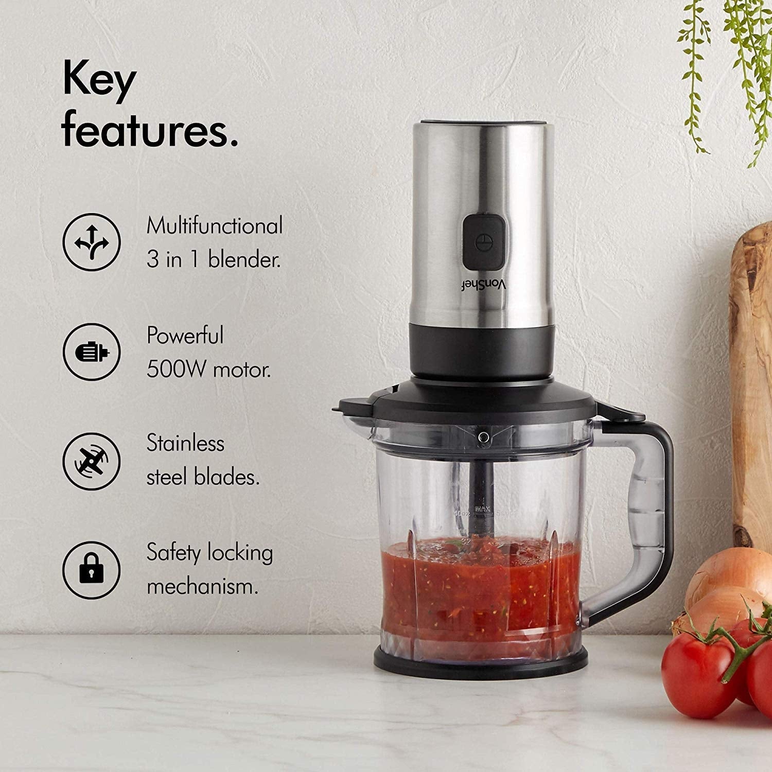 Vonshef 220 Volt Blender Smoothie Maker Food Processor Grinder 220v 240 volts 2000080 - 220 - Electronics
