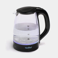 VonShef 220 volt cordless Glass Kettle 2200 Watts 1.7 Liter Glass Kettle 2000154 220v 240 volts 50 hz - 220 - Electronics