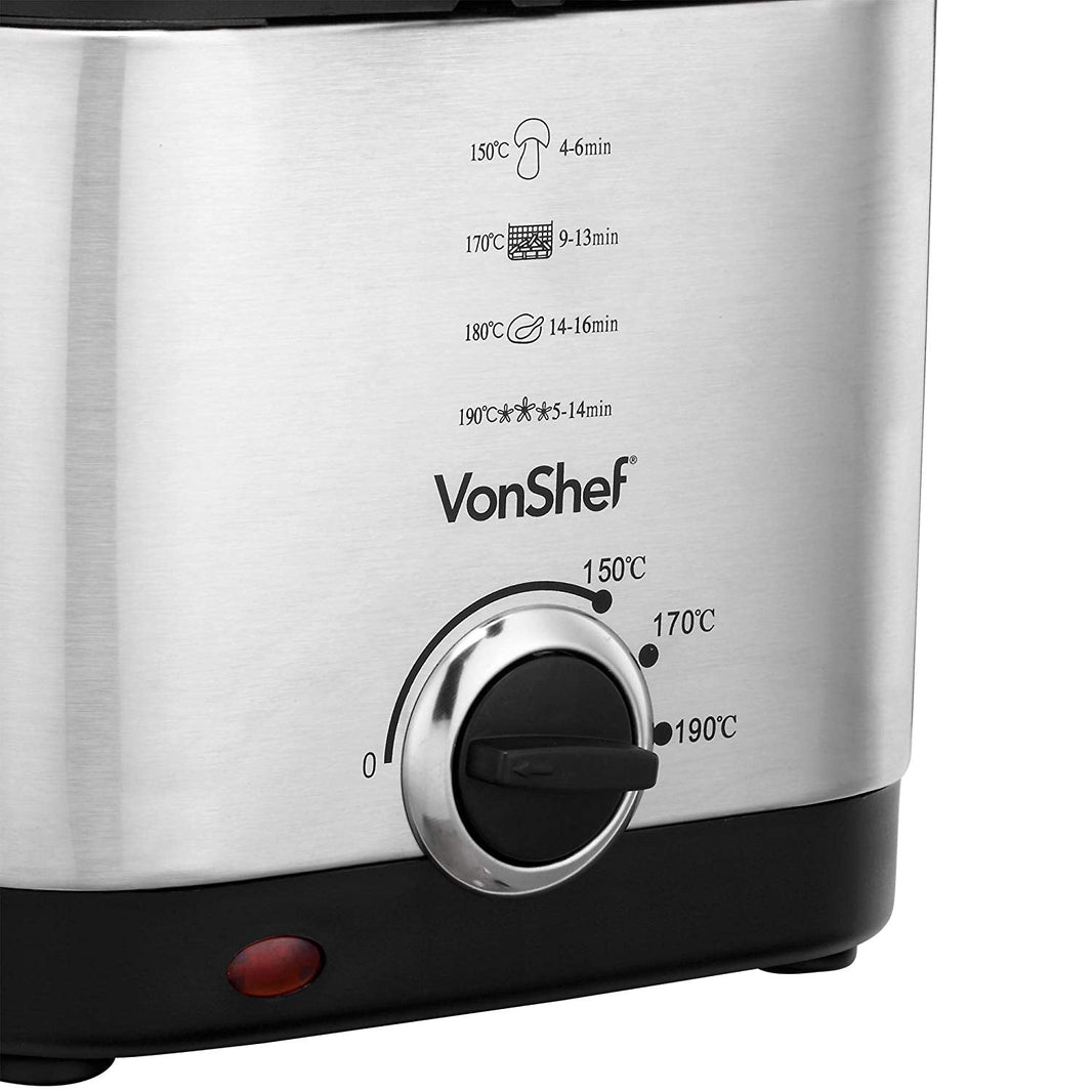 Vonshef 220 volt deep fryer 1.5 Liter stainless steel 220v 240 volts with window 13181 - 220 - Electronics