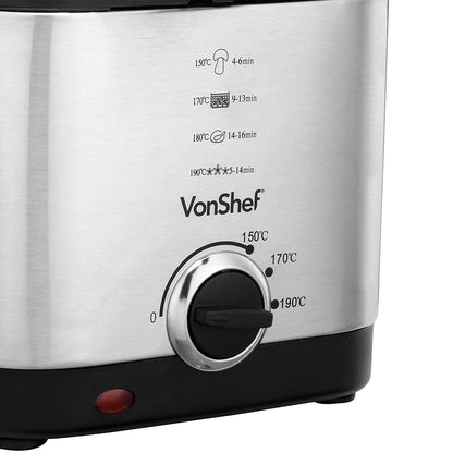 Vonshef 220 volt deep fryer 1.5 Liter stainless steel 220v 240 volts with window 13181 - 220 - Electronics