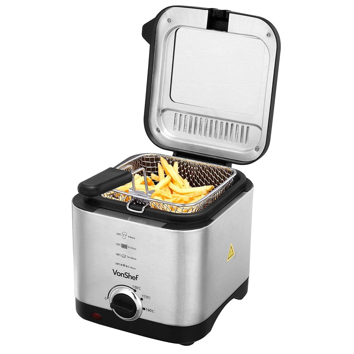 Vonshef 220 volt deep fryer 1.5 Liter stainless steel 220v 240 volts with window 13181 - 220 - Electronics