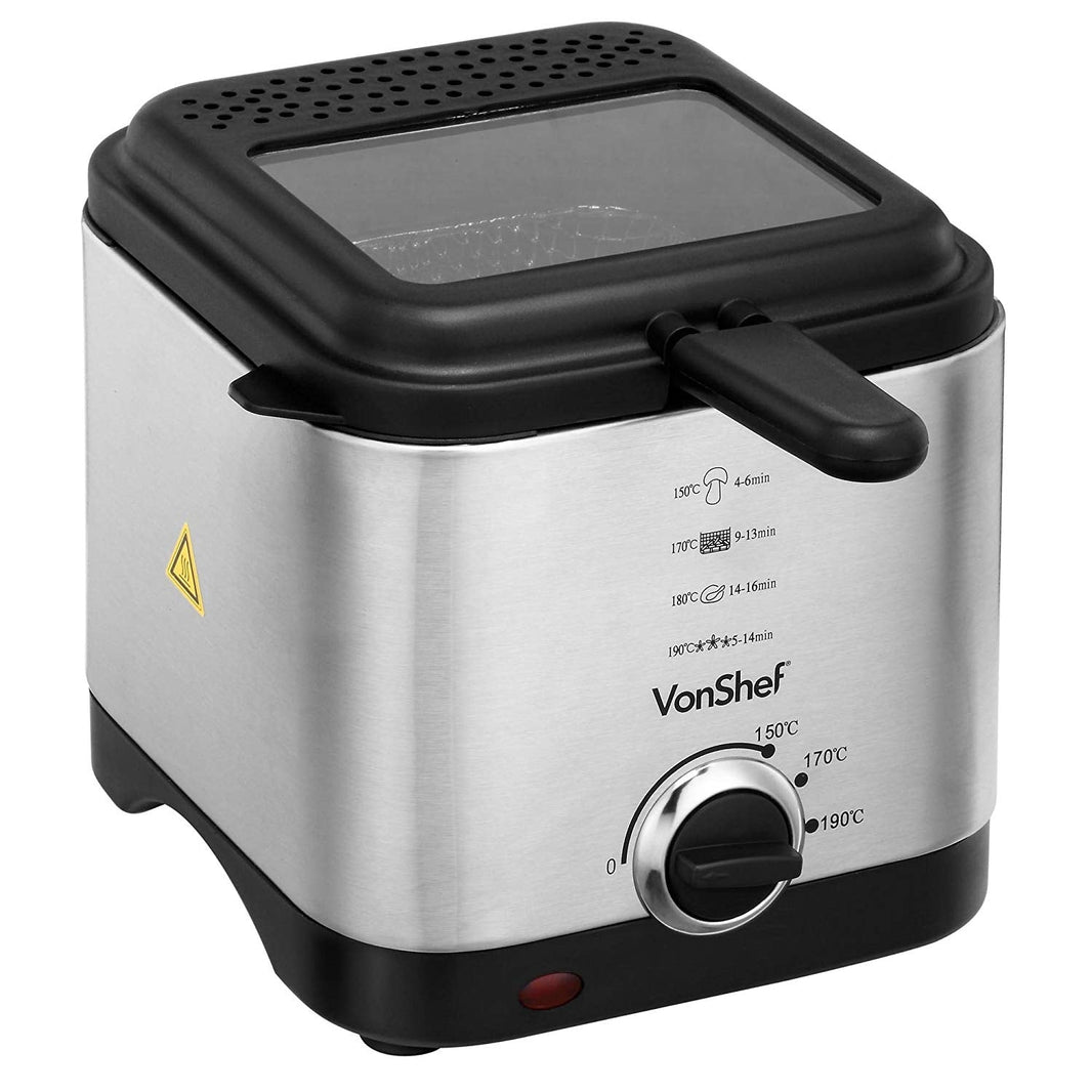 Vonshef 220 volt deep fryer 1.5 Liter stainless steel 220v 240 volts with window 13181 - 220 - Electronics
