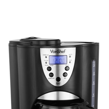 VonShef 220 - Volt Digital Programmable Coffee Maker with Built - in Grinder 13163 - 220 - Electronics