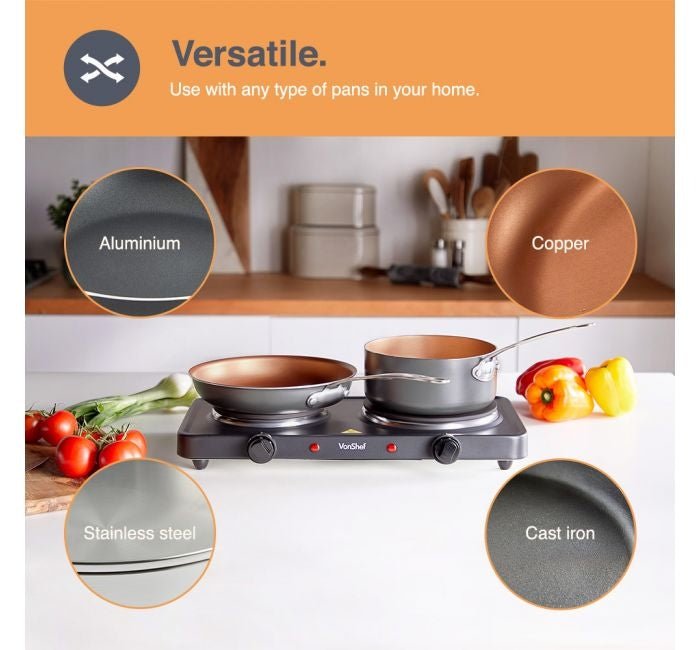 Vonshef 220 volt Double Hot Plate Electric burner 2000118 220v 240 volts - 220 - Electronics