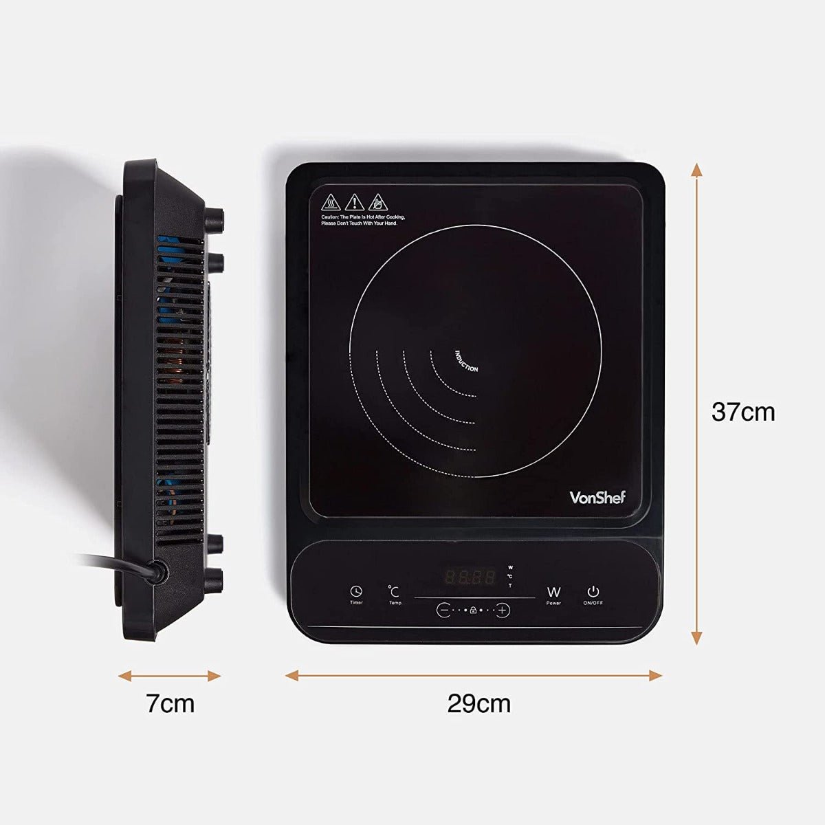 Vonshef 220 Volt Electric Induction Cooktop Hotplate 2000W with Digital LED Display 220v 240 Volt 2000157 - 220 - Electronics