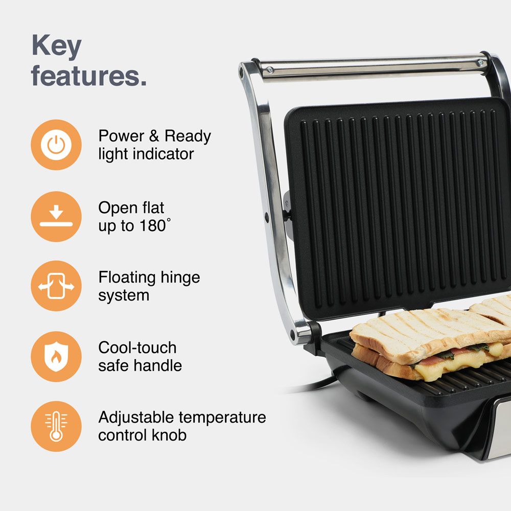VonShef 220 volt Grill and Pannini Maker 4 Slice 1000 Watts 2000159 220v 240 volts 50 hz - 220 - Electronics