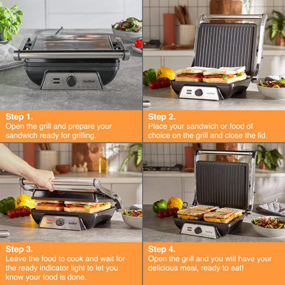 VonShef 220 volt Grill and Pannini Maker 4 Slice 1000 Watts 2000159 220v 240 volts 50 hz - 220 - Electronics