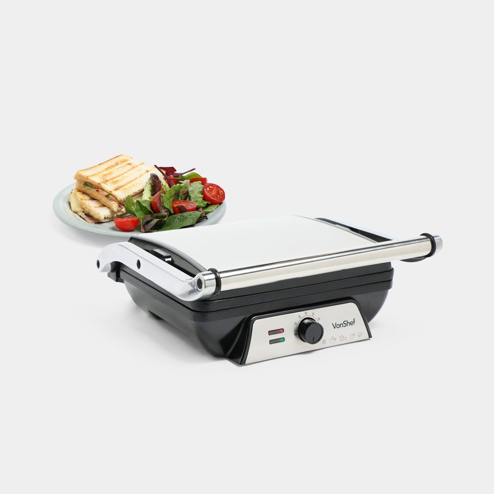 VonShef 220 volt Grill and Pannini Maker 4 Slice 1000 Watts 2000159 220v 240 volts 50 hz - 220 - Electronics