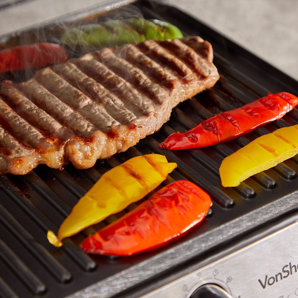 VonShef 220 volt Grill and Pannini Maker 4 Slice 1000 Watts 2000159 220v 240 volts 50 hz - 220 - Electronics