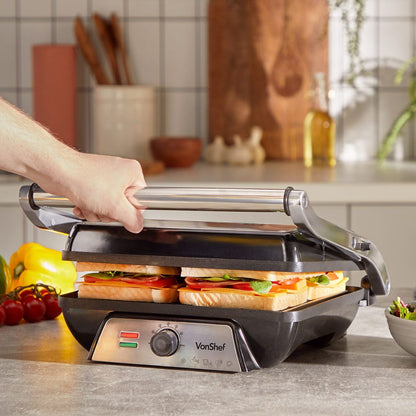 VonShef 220 volt Grill and Pannini Maker 4 Slice 1000 Watts 2000159 220v 240 volts 50 hz - 220 - Electronics