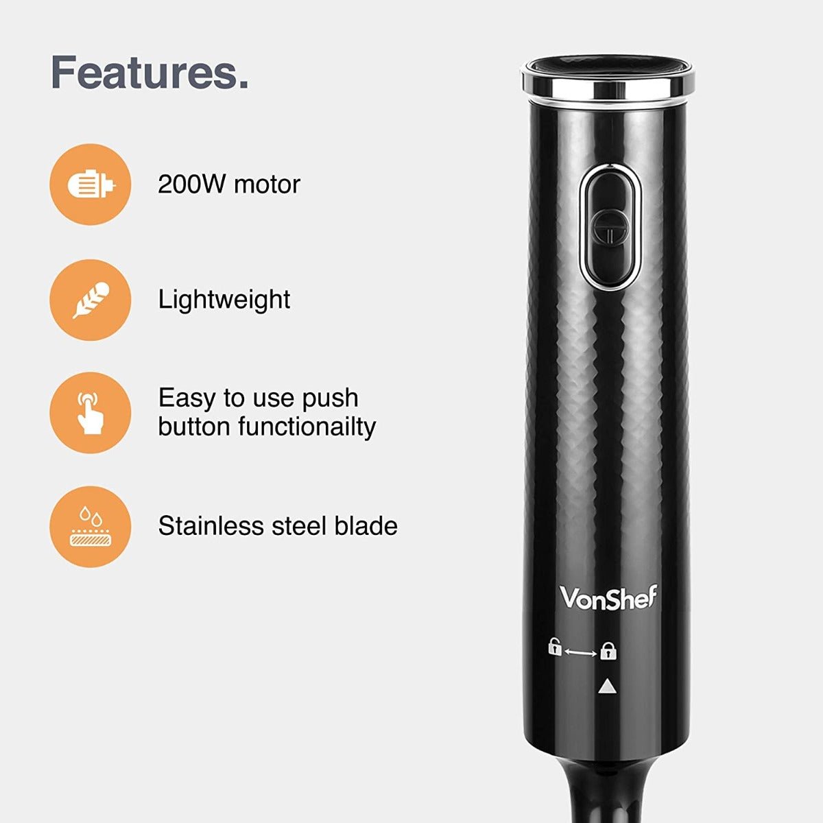 Vonshef 220 volt hand blender 220v 240 volts 200 watts 2000134 - 220 - Electronics