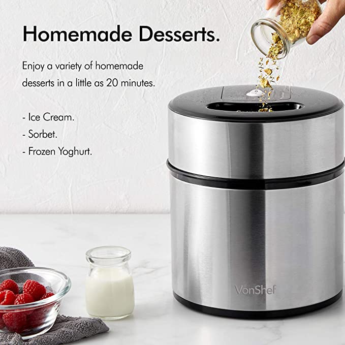 Vonshef 220 volt Ice Cream Maker 2000021 Stainless Steel 2 Liter Ice Cream Maker 220v 240 volts 50 hz - 220 - Electronics