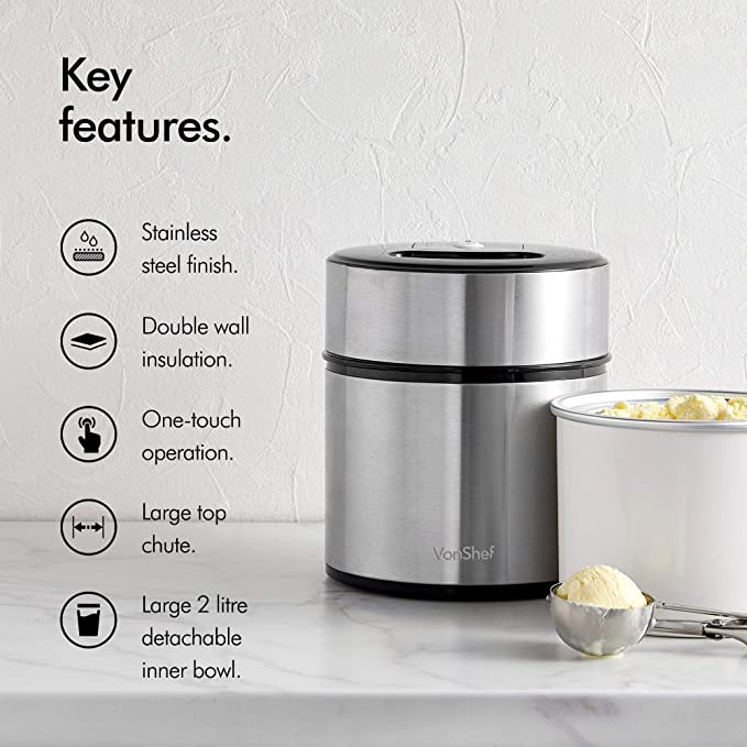 Vonshef 220 volt Ice Cream Maker 2000021 Stainless Steel 2 Liter Ice Cream Maker 220v 240 volts 50 hz - 220 - Electronics